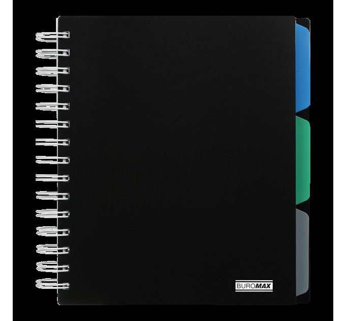 Тетрадь на пружине А5 Black Classic, 120 л. клетка, 3 разделителя, пластиковая обложка, черный Блокнот на пружине