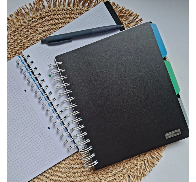 Тетрадь на пружине А5 Black Classic, 120 л. клетка, 3 разделителя, пластиковая обложка, черный Блокнот на пружине