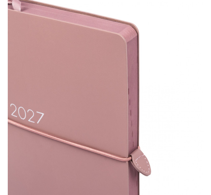 Щоденник 2027 датований  Leo Planner Glory 12х20 cм, м'який на гумці, пудровий