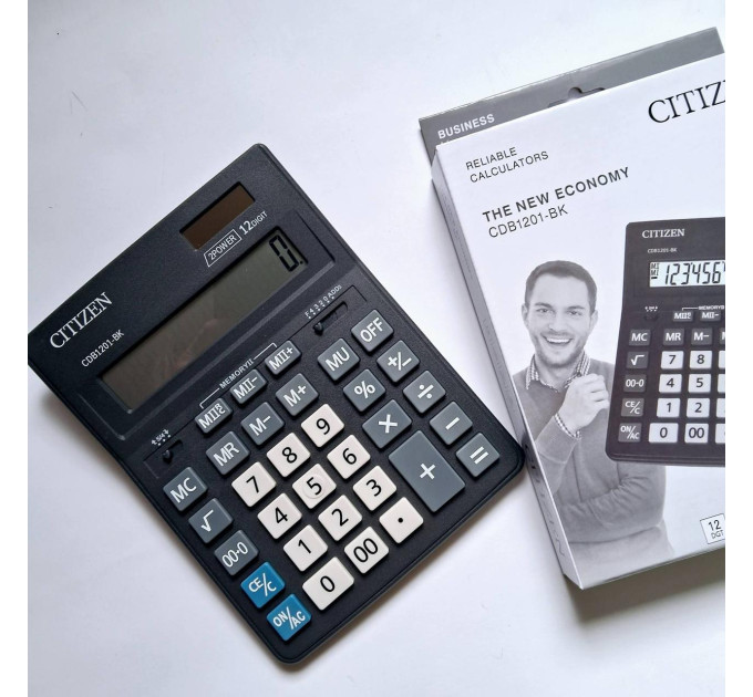 Калькулятор бухгалтерський Citizen CDB1201-BK, 12 розрядів, чорний