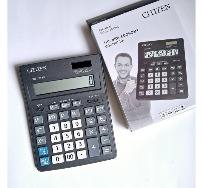 Калькулятор бухгалтерський Citizen CDB1201-BK, 12 розрядів, чорний