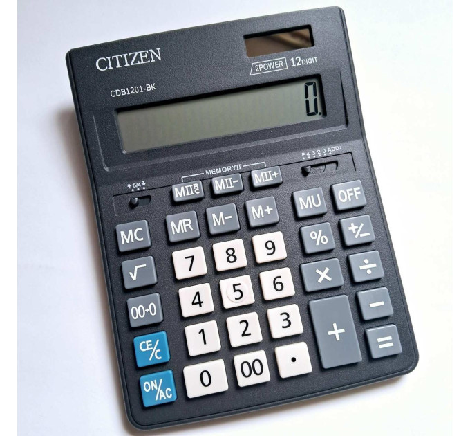 Калькулятор бухгалтерський Citizen CDB1201-BK, 12 розрядів, чорний