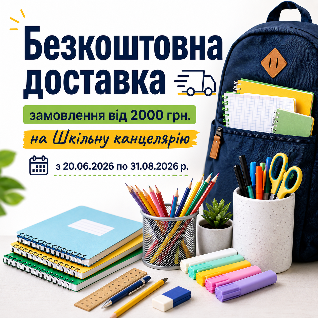 Безкоштовна доставка на шкільну канцелярію